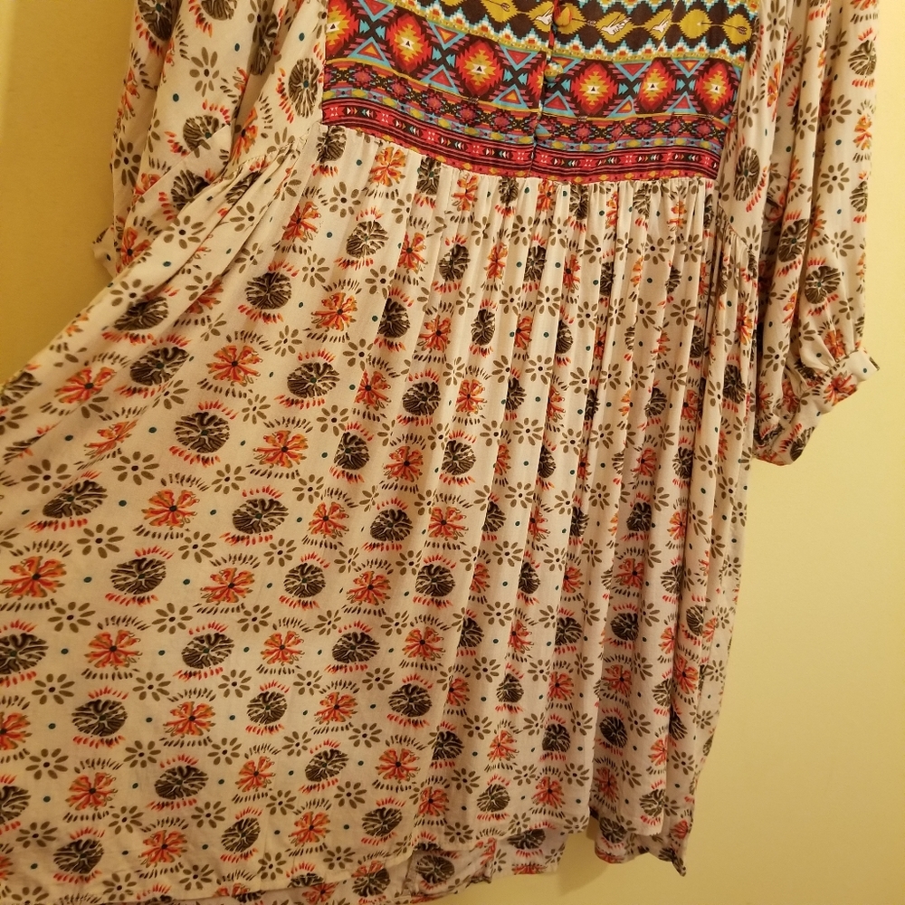 Umgee Free Spirit Dress Boho Babydoll Tribal Aztec - Picture 5 of 11